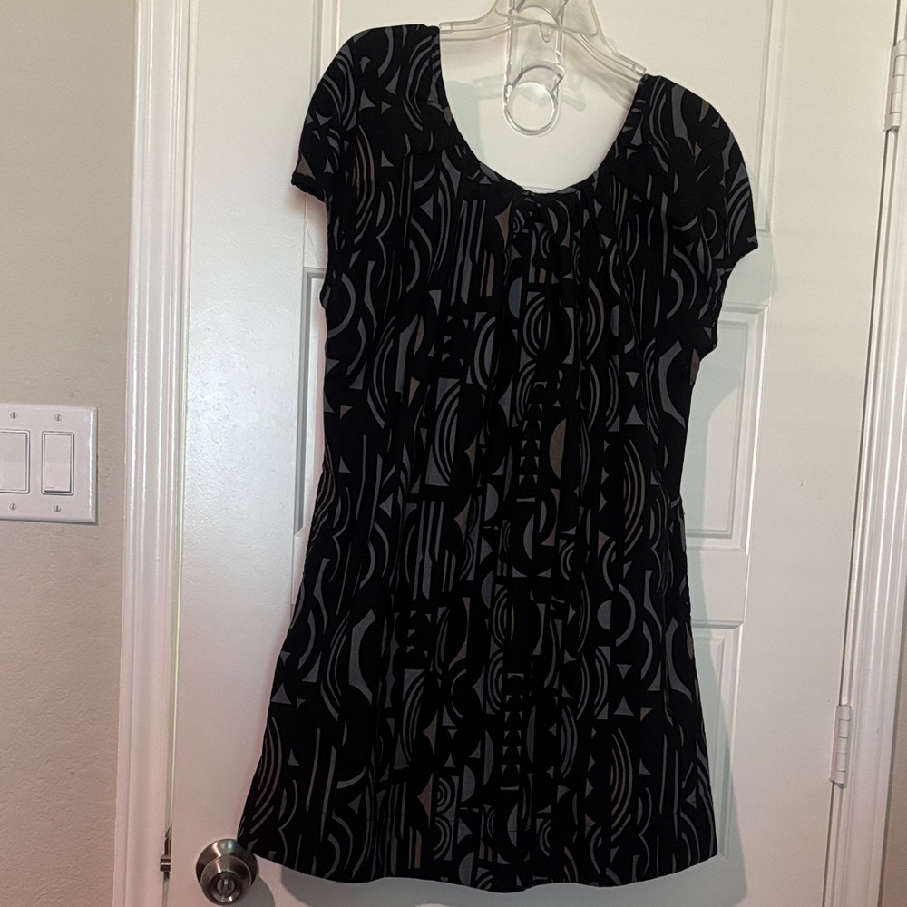 Black and Gray Patterned Mini Dress